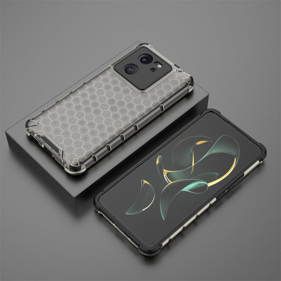 For Xiaomi 13T Pro Shockproof Honeycomb Phone Case(Black)