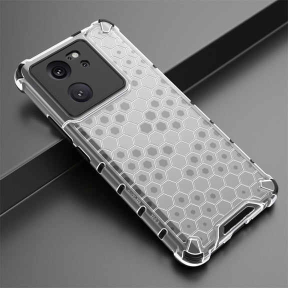 For Xiaomi 13T Pro Shockproof Honeycomb Phone Case(White)