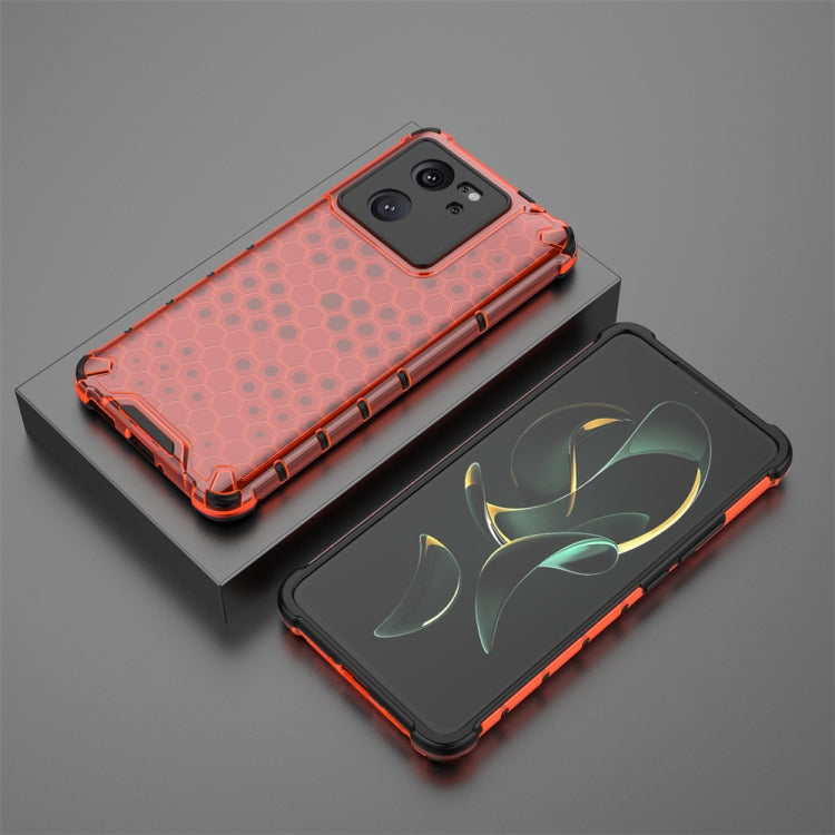 For Xiaomi 13T Pro Shockproof Honeycomb Phone Case(Red)