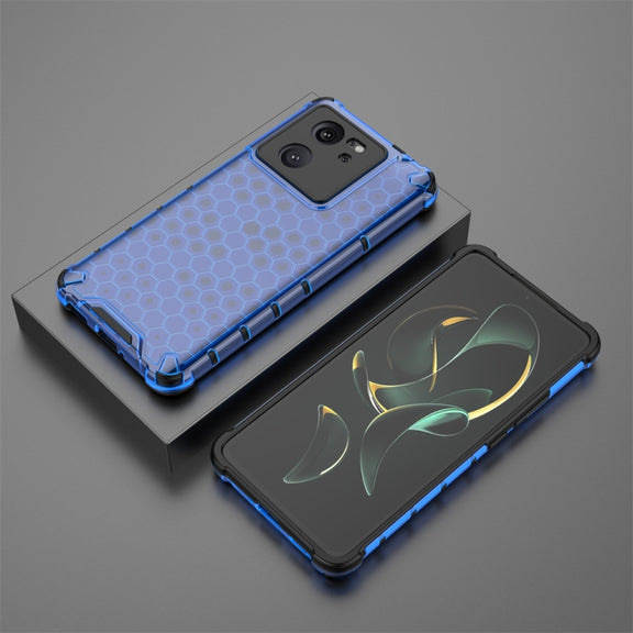 For Xiaomi 13T Pro Shockproof Honeycomb Phone Case(Blue)