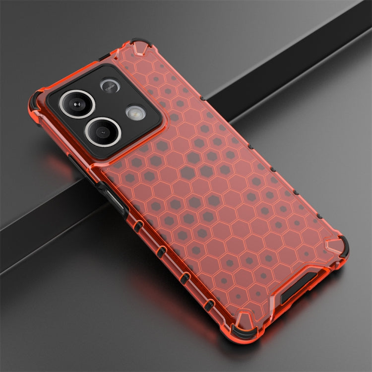 For Redmi Note 13 Shockproof Honeycomb Phone Case(Red)
