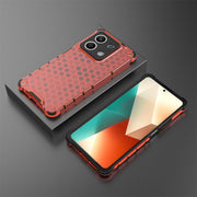 For Redmi Note 13 Shockproof Honeycomb Phone Case(Red)