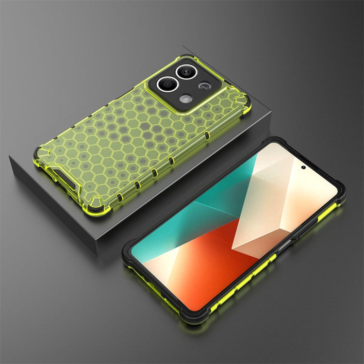 For Redmi Note 13 Shockproof Honeycomb Phone Case(Green)