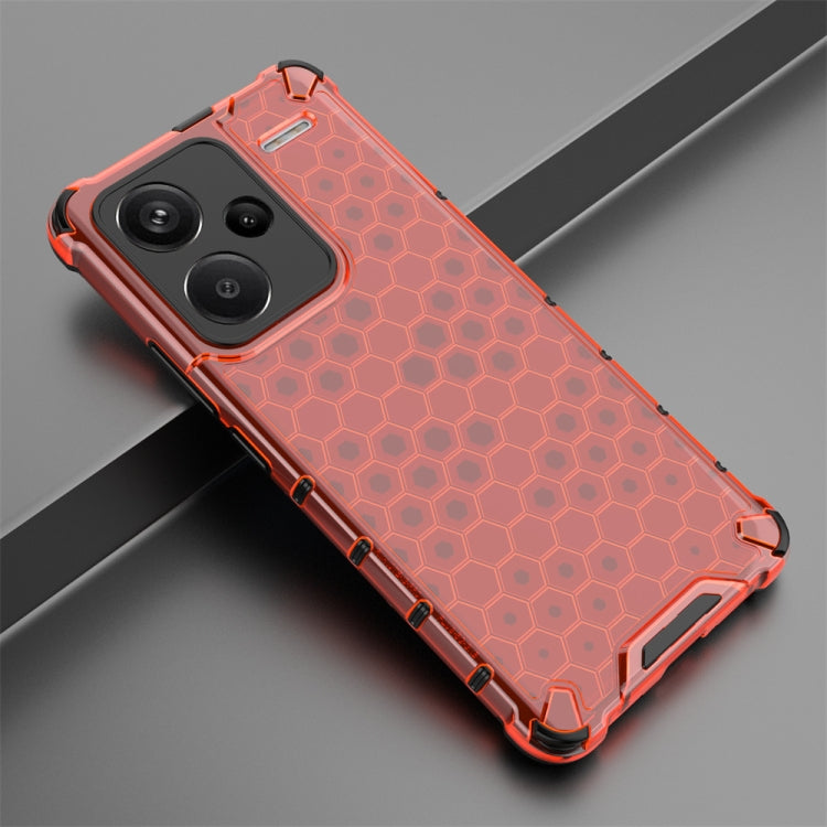 For Redmi Note 13 Pro+ Shockproof Honeycomb Phone Case(Red)