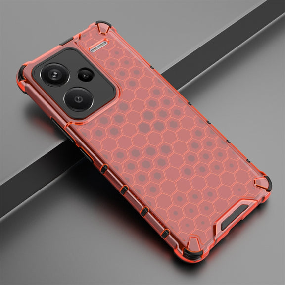 For Redmi Note 13 Pro+ Shockproof Honeycomb Phone Case(Red)
