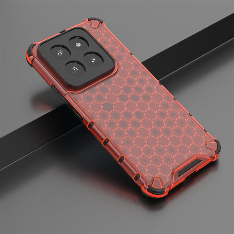 For Xiaomi 14 Pro Shockproof Honeycomb Phone Case(Red)