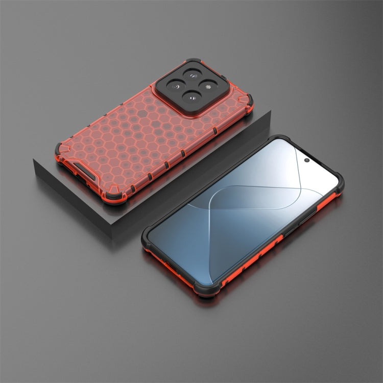 For Xiaomi 14 Pro Shockproof Honeycomb Phone Case(Red)