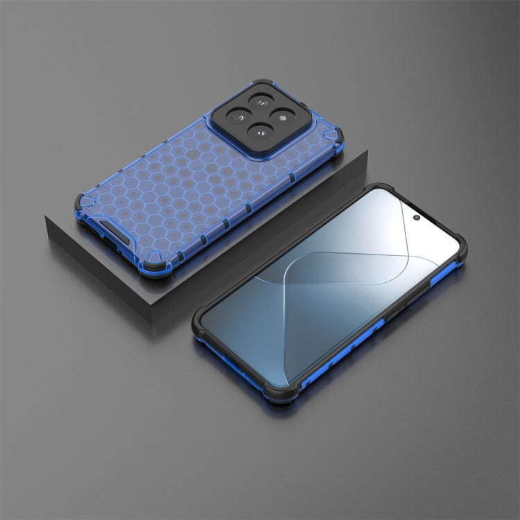 For Xiaomi 14 Pro Shockproof Honeycomb Phone Case(Blue)