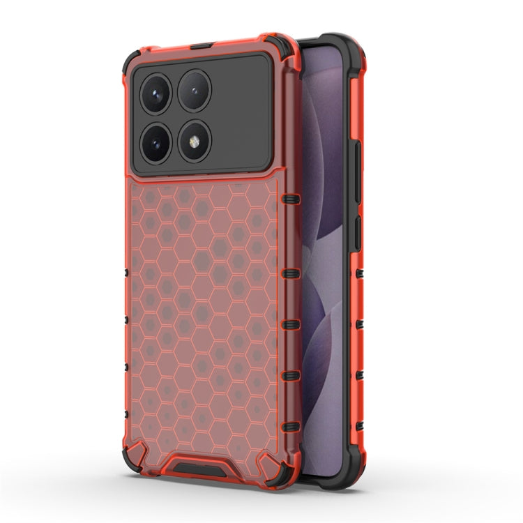 For Redmi K70 Shockproof Honeycomb Phone Case(Red)