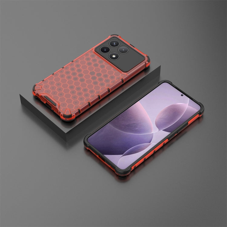 For Redmi K70 Pro Shockproof Honeycomb Phone Case(Red)