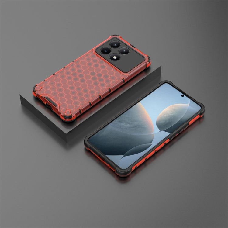 For Redmi K70E Shockproof Honeycomb Phone Case(Red)