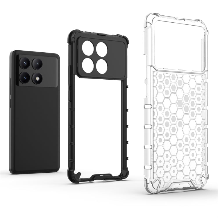 For Redmi K70E Shockproof Honeycomb Phone Case(Red)