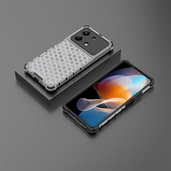 For Redmi Note 13R Pro Shockproof Honeycomb Phone Case(White)