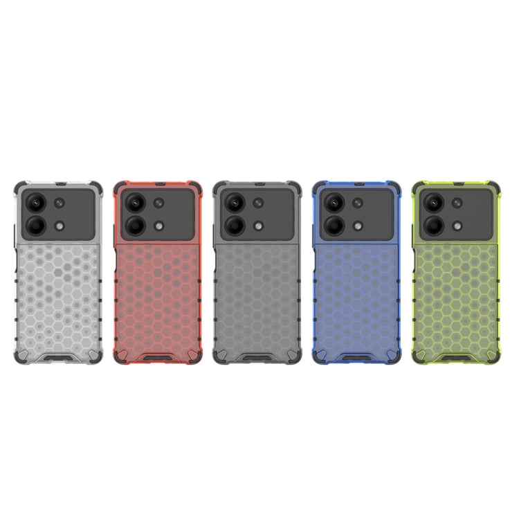 For Redmi Note 13R Pro Shockproof Honeycomb Phone Case(Red)