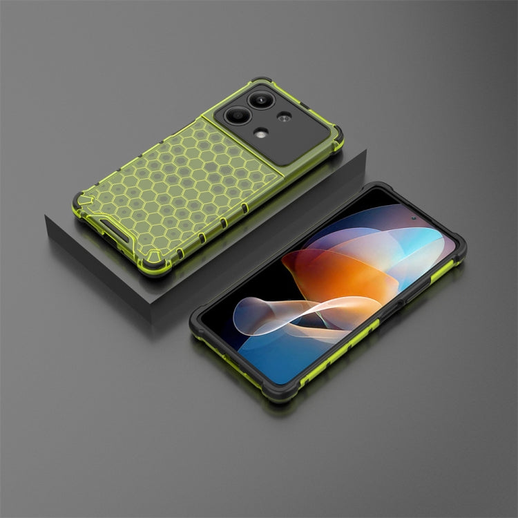 For Redmi Note 13R Pro Shockproof Honeycomb Phone Case(Green)