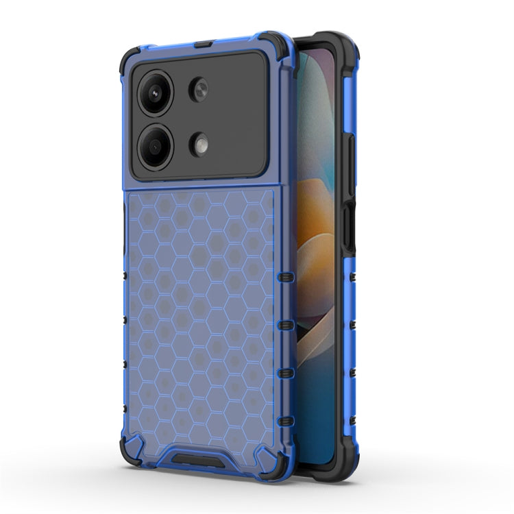 For Redmi Note 13R Pro Shockproof Honeycomb Phone Case(Blue)