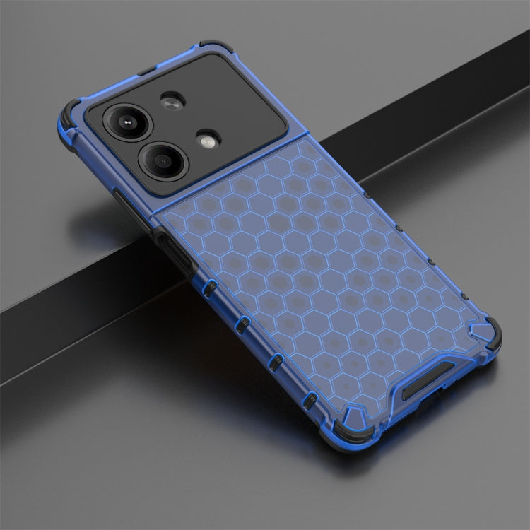 For Redmi Note 13R Pro Shockproof Honeycomb Phone Case(Blue)