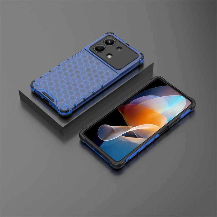 For Redmi Note 13R Pro Shockproof Honeycomb Phone Case(Blue)