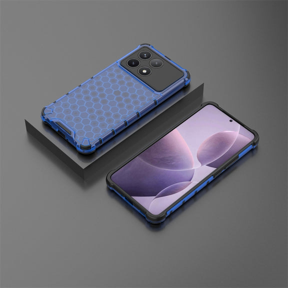 For Xiaomi Poco X6 Pro Shockproof Honeycomb Phone Case(Blue)