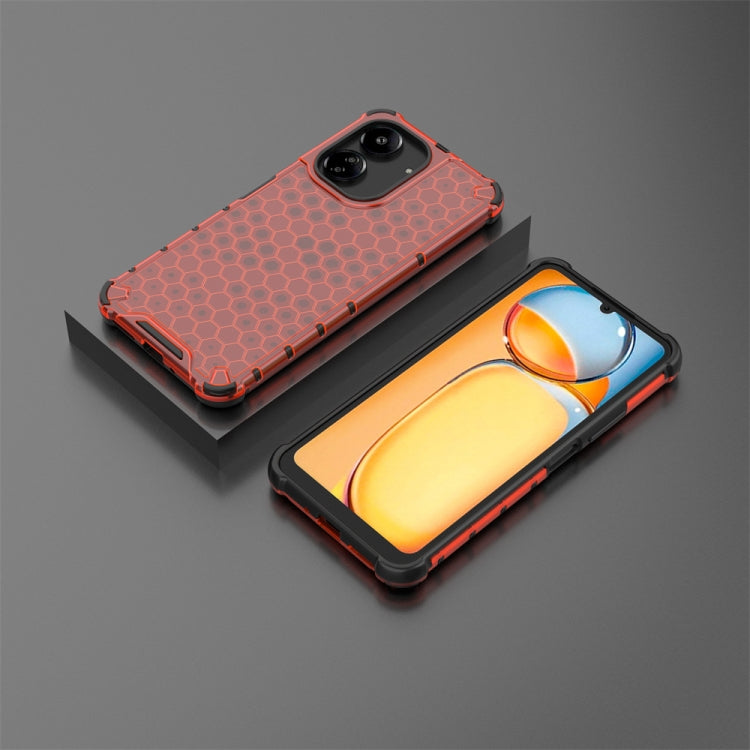 For  Redmi 13C 4G Shockproof Honeycomb Phone Case(Red)