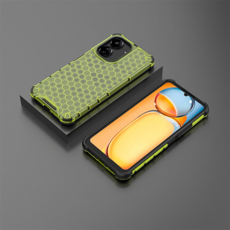 For  Redmi 13C 4G Shockproof Honeycomb Phone Case(Green)