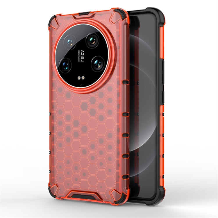 For Xiaomi 14 Ultra Shockproof Honeycomb Phone Case(Red)