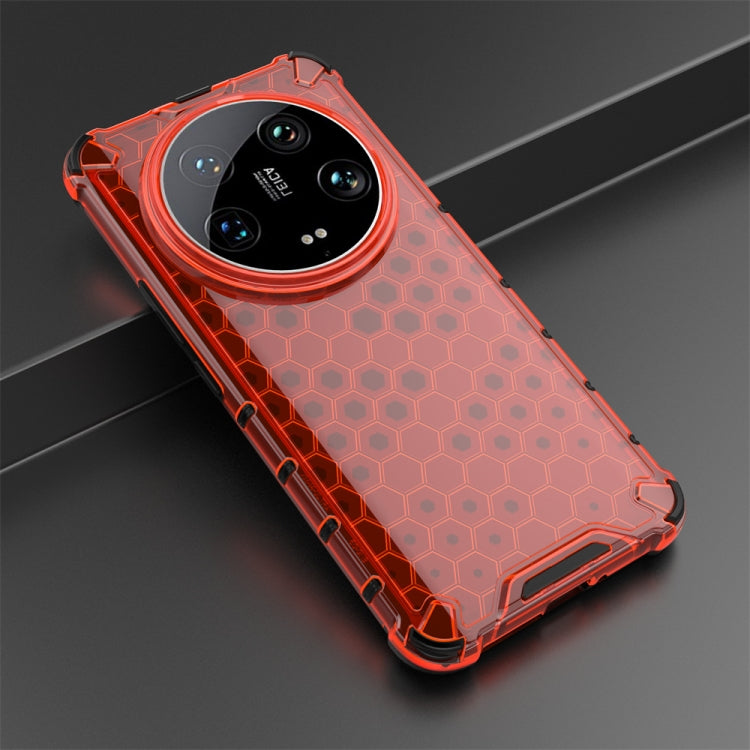 For Xiaomi 14 Ultra Shockproof Honeycomb Phone Case(Red)