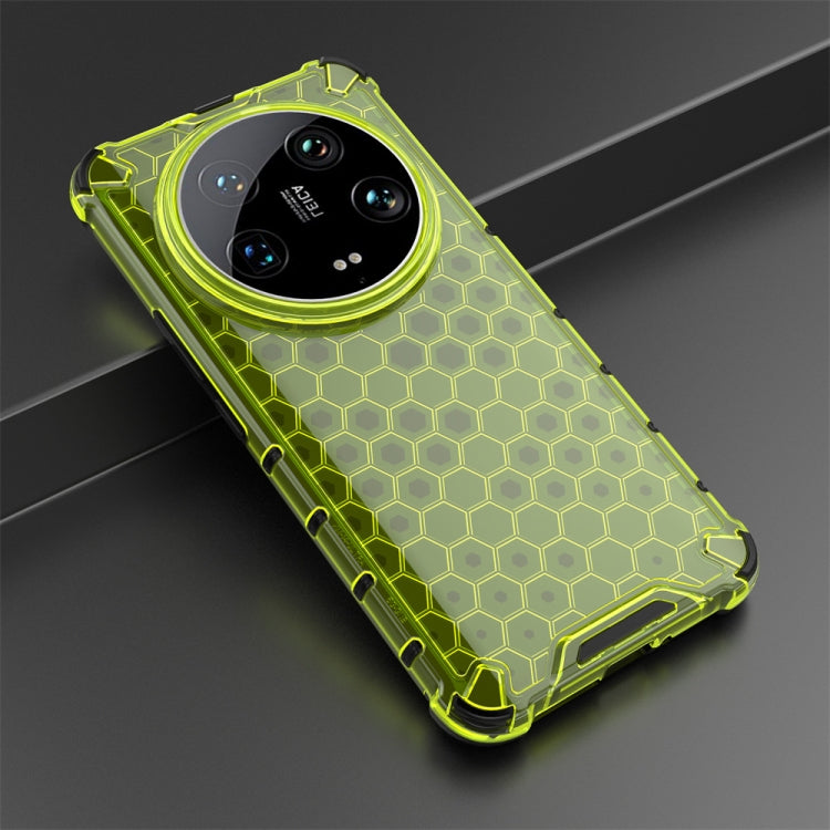For Xiaomi 14 Ultra Shockproof Honeycomb Phone Case(Green)