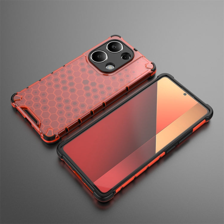 For Redmi Note 13 Pro 4G Shockproof Honeycomb Phone Case(Red)