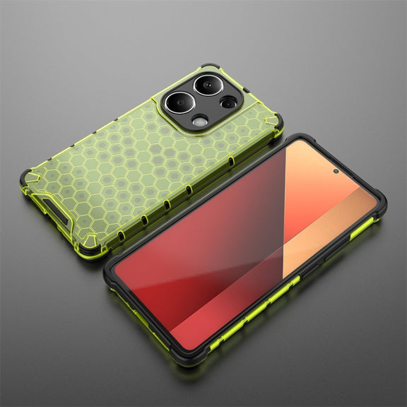 For Redmi Note 13 Pro 4G Shockproof Honeycomb Phone Case(Green)