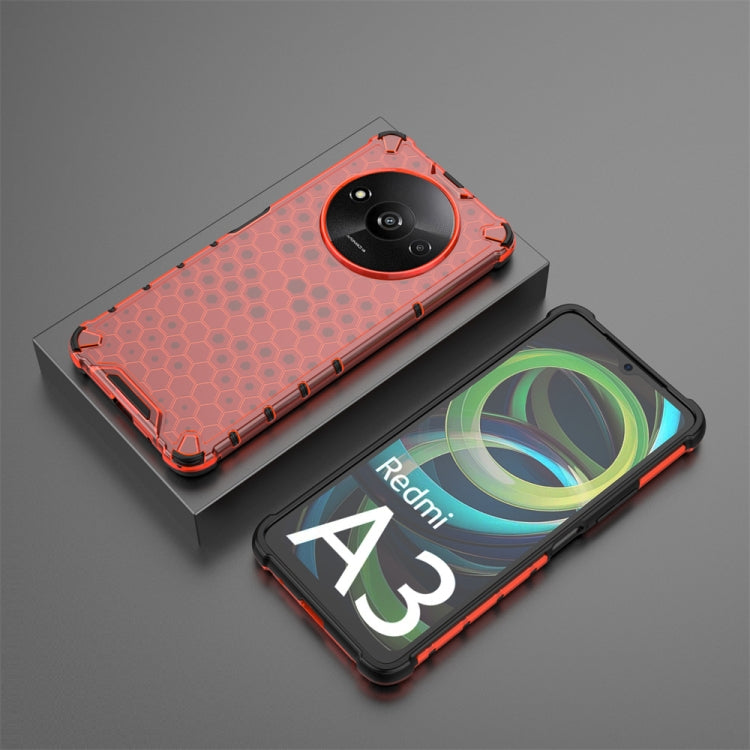 For Xiaomi Redmi A3 Shockproof Honeycomb Phone Case(Red)