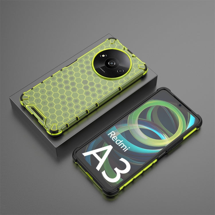 For Xiaomi Redmi A3 Shockproof Honeycomb Phone Case(Green)