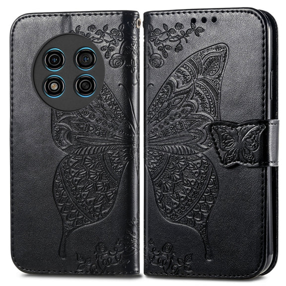 For Ulefone Note 15 Butterfly Love Flower Embossed Leather Phone Case(Black)