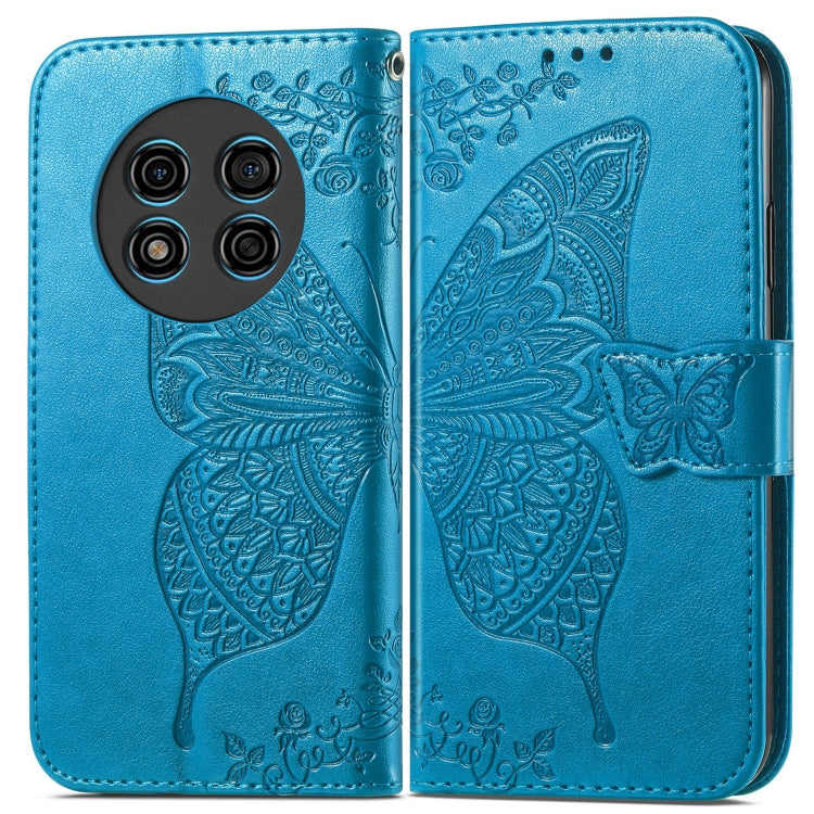 For Ulefone Note 15 Butterfly Love Flower Embossed Leather Phone Case(Blue)