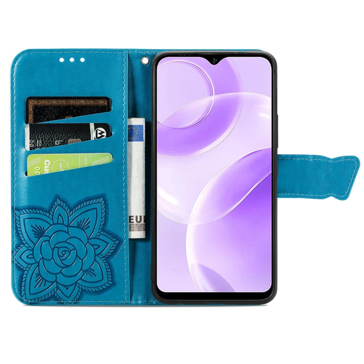 For Ulefone Note 15 Butterfly Love Flower Embossed Leather Phone Case(Blue)
