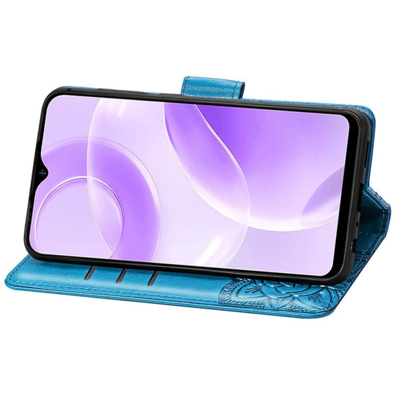 For Ulefone Note 15 Butterfly Love Flower Embossed Leather Phone Case(Blue)