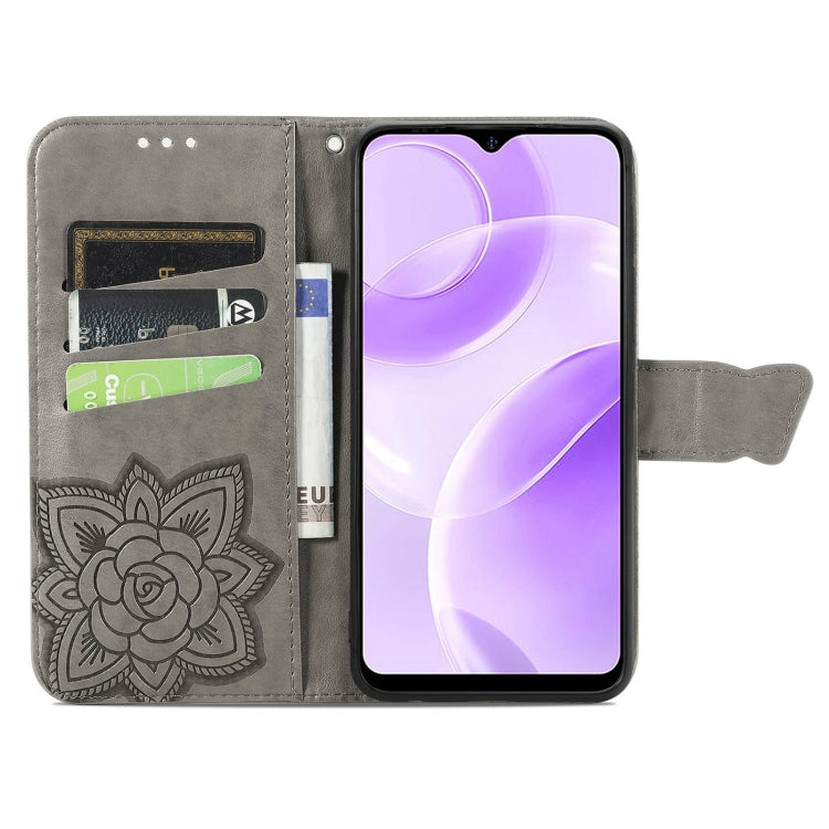 For Ulefone Note 15 Butterfly Love Flower Embossed Leather Phone Case(Gray)