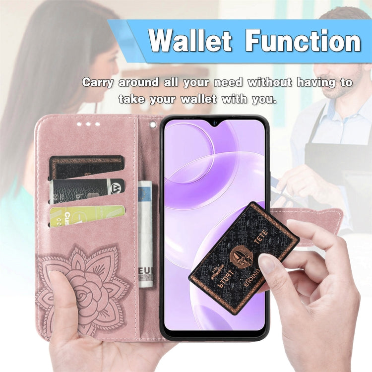 For Ulefone Note 15 Butterfly Love Flower Embossed Leather Phone Case(Lavender)