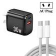 PD30W USB-C / Type-C + QC3.0 USB Charger with 1m Type-C to Type-C Data Cable, AU Plug(Black) - USB Charger by PMC TechLife | Online Shopping South Africa | PMC TechLife | Buy Now Pay Later Mobicred