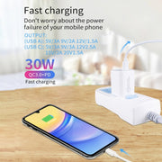 PD30W USB-C / Type-C + QC3.0 USB Charger with 1m Type-C to Type-C Data Cable, AU Plug(Black)