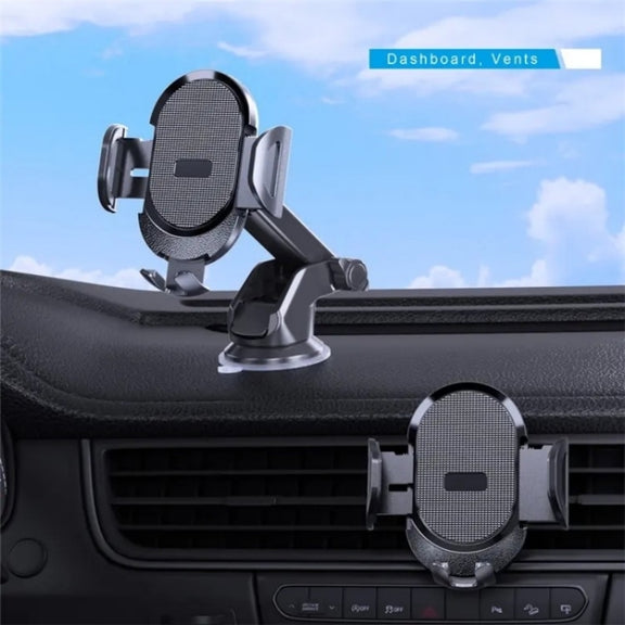 D33 With Air Vent Clip Suction Cup Base Gravity Sensing Car Phone Holder Bracket(Black)