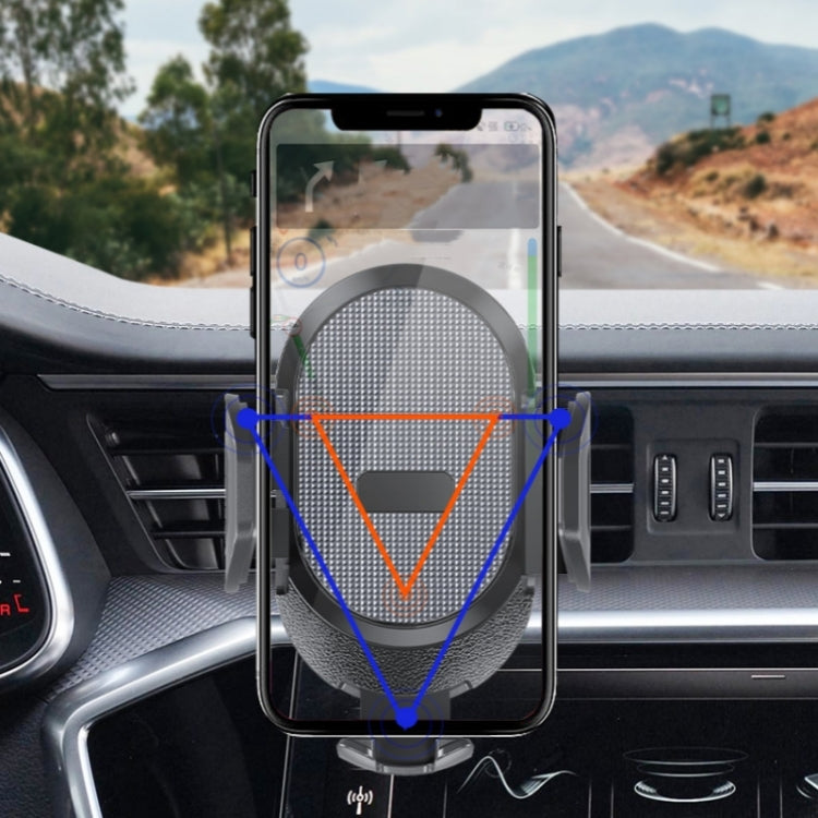 D33 With Air Vent Clip Suction Cup Base Gravity Sensing Car Phone Holder Bracket(Black)