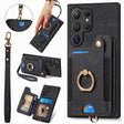 For Samsung Galaxy S25 Ultra 5G Retro Skin-feel Ring Multi-card Wallet Phone Case(Black) - Galaxy S25 Ultra 5G Cases by PMC TechLife | Online Shopping South Africa | PMC TechLife | Buy Now Pay Later Mobicred