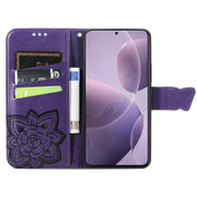 For Xiaomi Redmi K70 Butterfly Love Flower Embossed Leather Phone Case(Dark Purple)