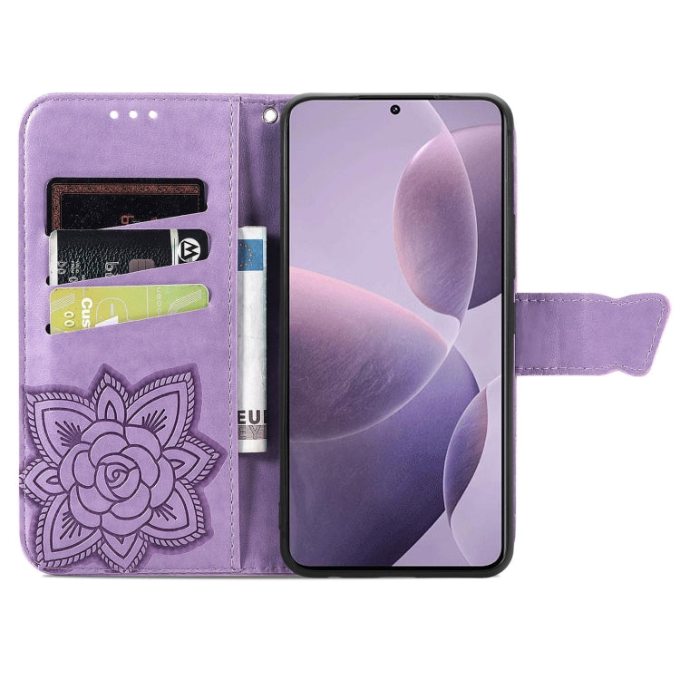 For Xiaomi Redmi K70 Butterfly Love Flower Embossed Leather Phone Case(Purple)