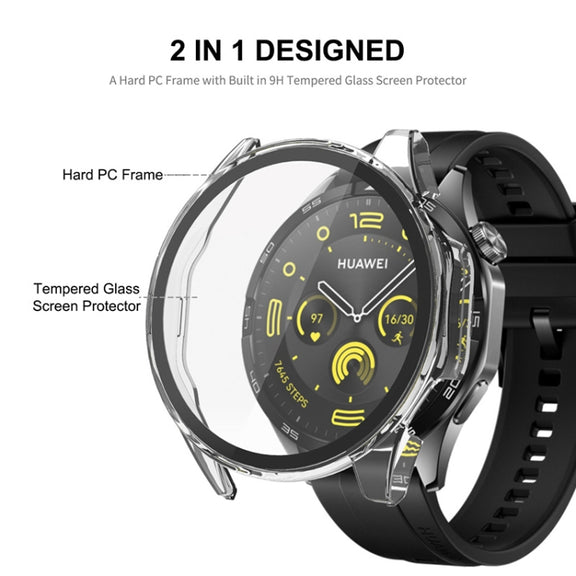 For Huawei Watch GT 4 46mm ENKAY Hat-Prince Full Coverage PC + Tempered Film Integrated Watch Protective Case(Black)
