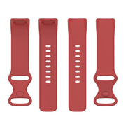 For Fitbit Charge 6 Solid Color Butterfly Buckle Silicone Watch Band, Size:L Size(Red)