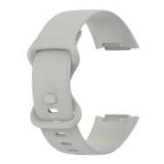 For Fitbit Charge 6 Solid Color Butterfly Buckle Silicone Watch Band, Size:L Size(Gray)