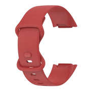 For Fitbit Charge 6 Solid Color Butterfly Buckle Silicone Watch Band, Size:S Size(Red)