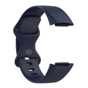 For Fitbit Charge 6 Solid Color Butterfly Buckle Silicone Watch Band, Size:S Size(Dark Blue)